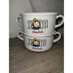 Vintage Campbell’s Soup Cup Mug Bowl Set (2 Pieces) with Handles – 2001 Houston